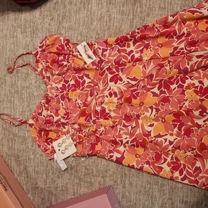Jessica Simpson pink & orange floral  midi sundress with Adjustable straps